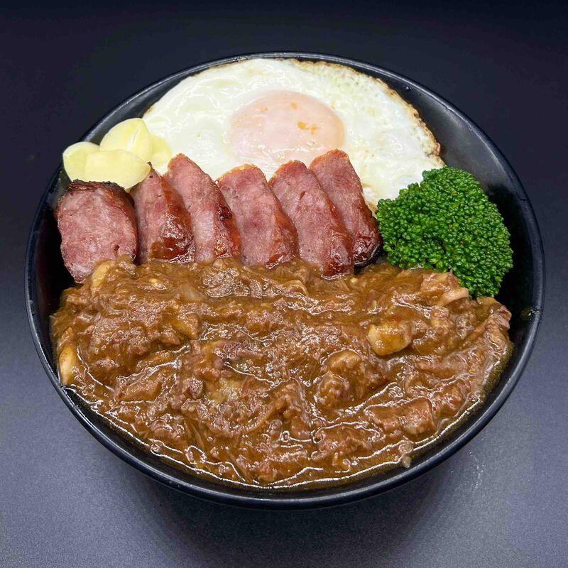 Rice with Beef Sauce and Sausage and Egg